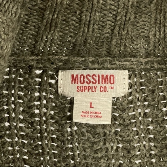 Mossimo Large Olive Green Cable Knit Cardigan Sweater Shawl Collar Boho Grandpa - Picture 3 of 5